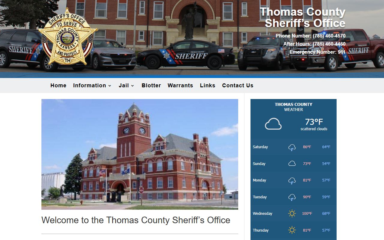 Thomas County Sheriff's Office website home page